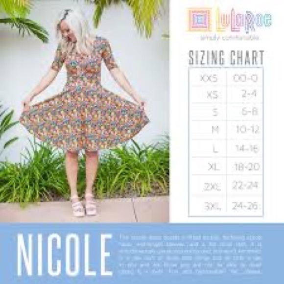 Lularoe Multi Color Geometric Print Nicole Midi Dress Size M - Picture 6 of 7
